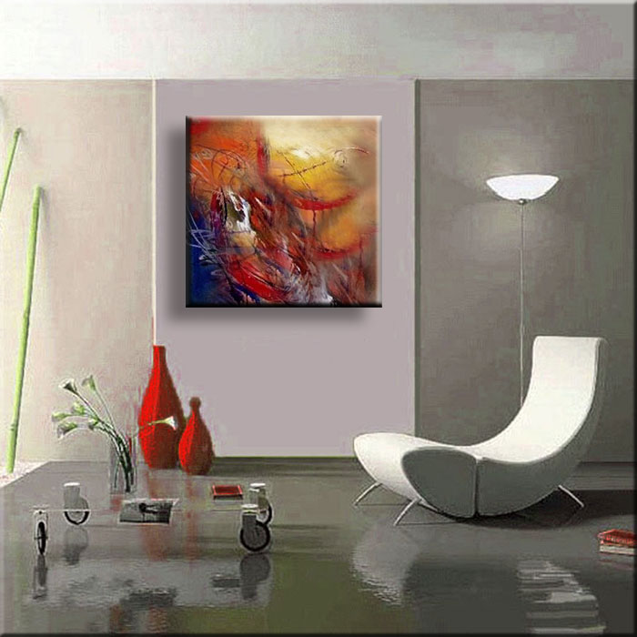 Passie abstract geschilderd schilderij vierkant Woonkamer schilderij groot