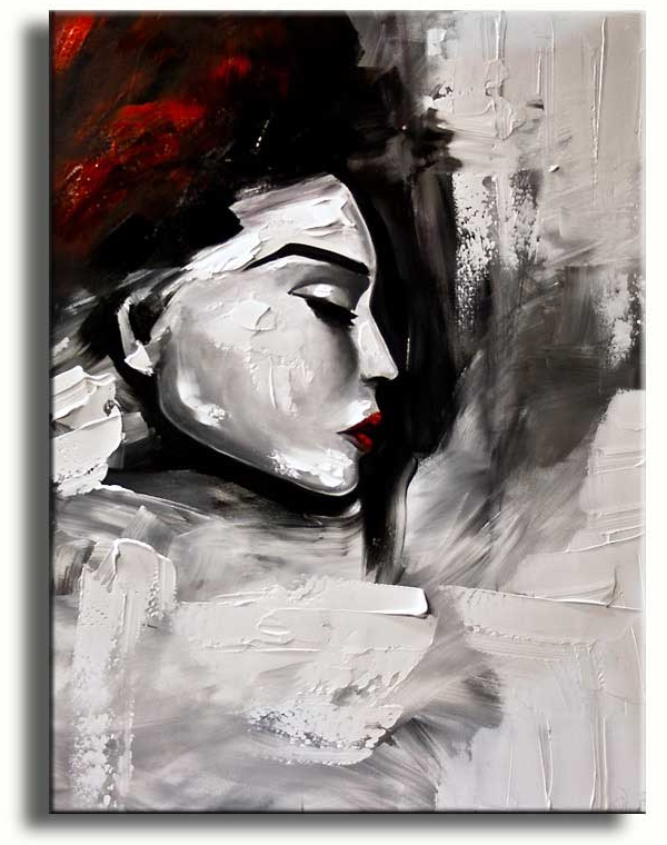Nieuw figuratieve vrouwen schilderijen schilderij - vrouw met rood PT-42