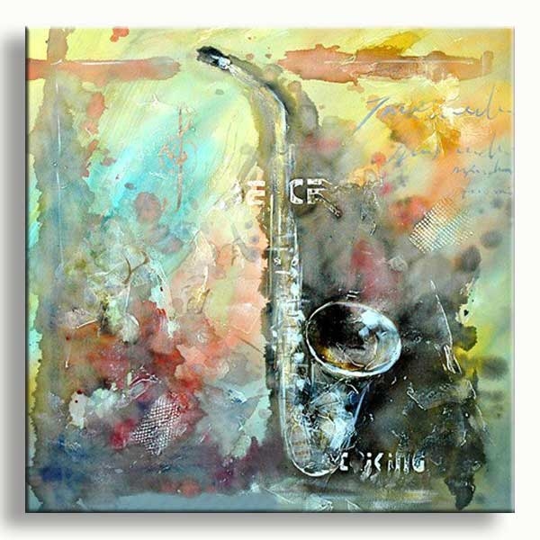 Spiksplinternieuw Moderne muzikale schilderkunst saxofoon schilderij XZ-23