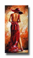 vrouwenschilderij van een mooie vrouw in 't rood