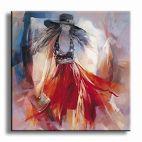 Schilderij modern gekleedde vrouw met rode jurk