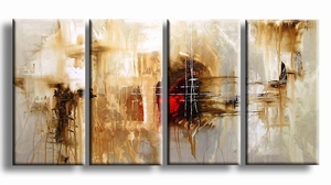 Abstracte kunst schilderijen - Schilderij bruin 'n rood