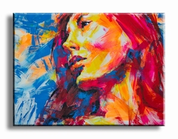Vrouwen kunst schilderij met kleurrijk geschilderde vrouw