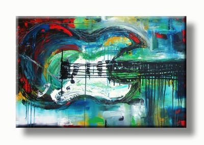 gitaar schilderij abstract geschilderd
