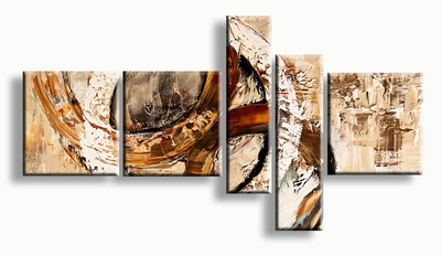 Abstract schilderij circels in naturel aardetinten bruin