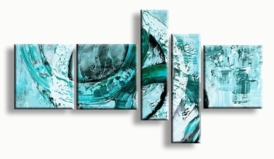 Turquoise blauw groen schilderij circels abstract