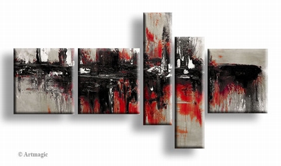 Rood zwart grijs wit abstract schilderij | The Look