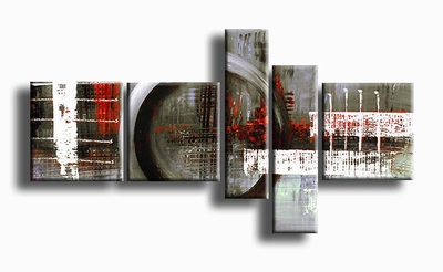 Schilderij warm grijs en rood abstracte schilderijen