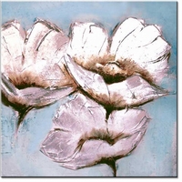 Aardetinten bloemen schilderij toasted almond en aquamarine