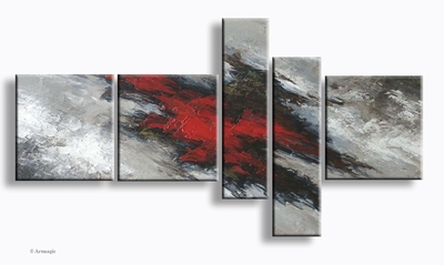 Rode Aarde | abstract schilderij met rood en grijs