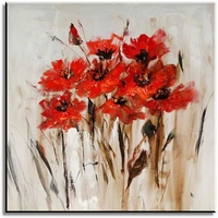 Modern bloemen schilderij met rood en bruin