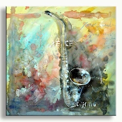 Moderne muzikale schilderkunst saxofoon schilderij