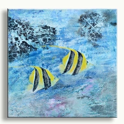 Modern schilderij met vissen blubbbbb