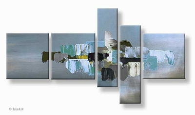 Modern vijfluik schilderij city in the clouds abstract