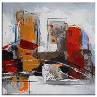 Abstract schilderij vrolijke stad vierkant