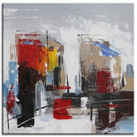 Abstract schilderij vrolijke stad vierkant II