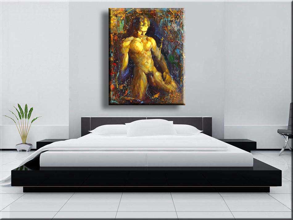 Mannen schilderijen gespierde mooie man schilderij Mannen schilderijen gespierde mooie man schilderij