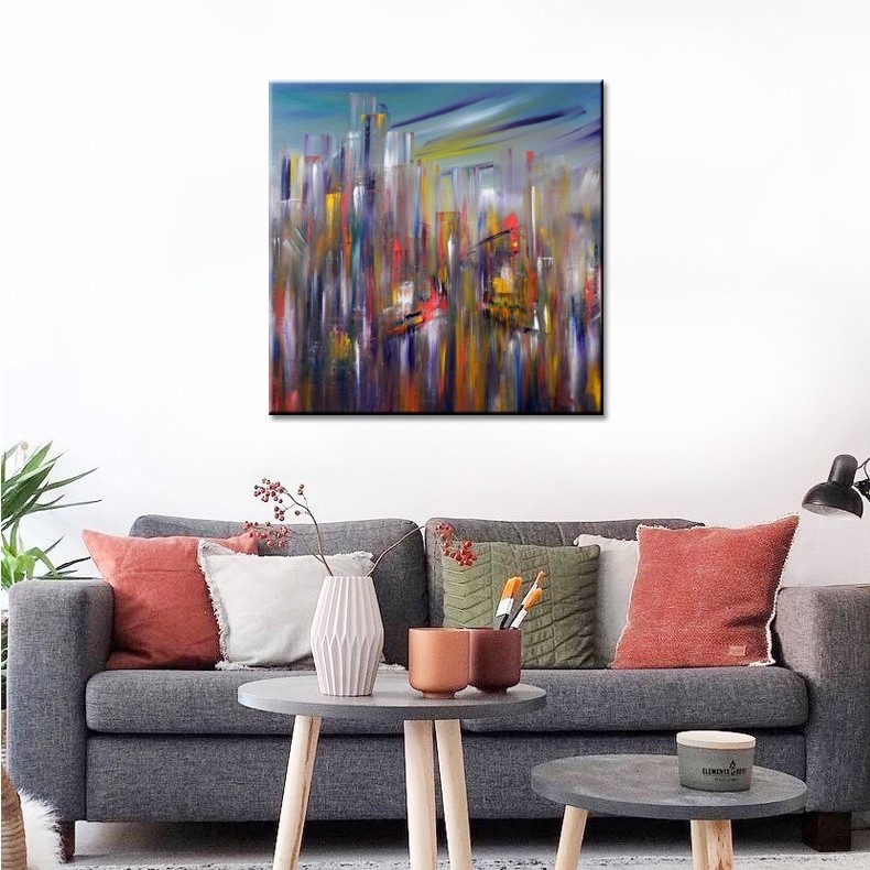 schilderij-met-stadsgezicht-en-hoge-gebouwen